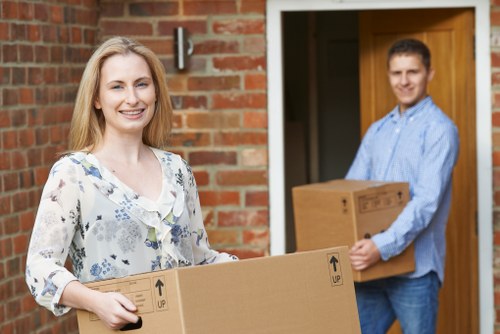 Business stock and office items prepared for mobile storage in Knightsbridge