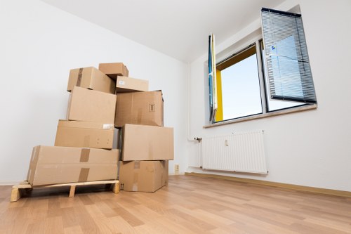 Boxes and wrapped furniture ready for flat removals service